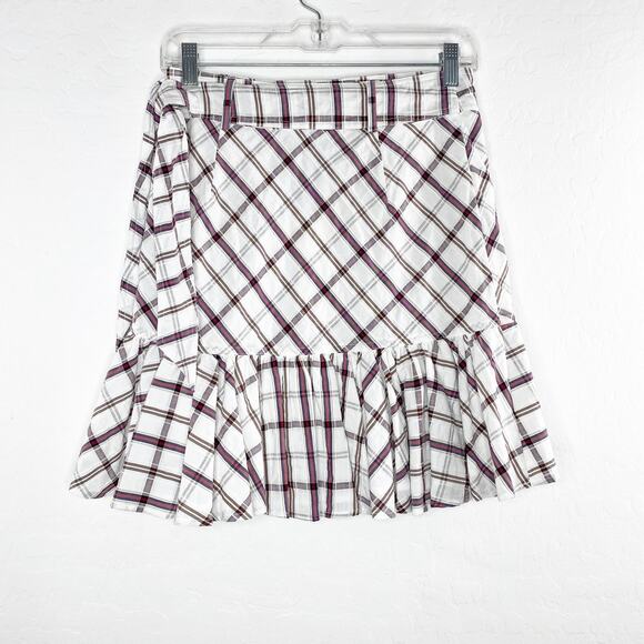 Veronica Beard Memphis Mini Skirt Size 2 XS White Plaid Ruffle NEW NWT - Picture 8 of 11